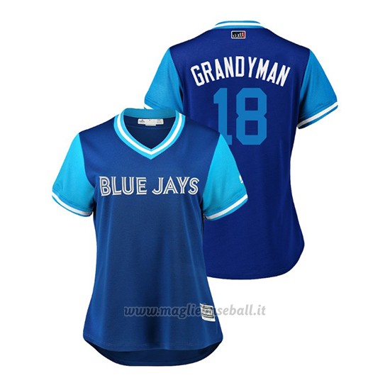 Maglia Baseball Donna TOrnto Blue Jays Curtis Granderson 2018 Llws Players Weekend Grandyman Blu